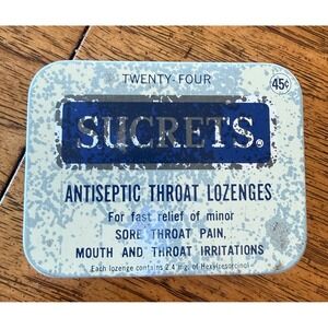 Vintage Sucrets Antiseptic Lozenges Tin  Quinton Co. Rahway NJ  24 Count 
45¢
